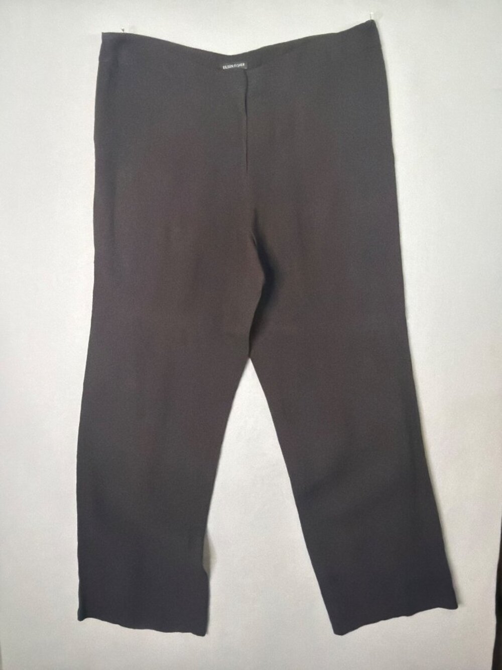 Eileen Fisher Brown Linen Blend Trouser Pants Size L Office Lightweight